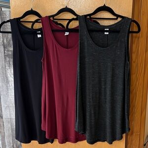Lot of 3 Old Navy Women's Scoop Neck Luxe Swing Tank Tops-XS Tall